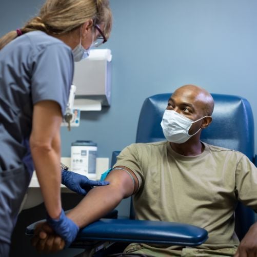 Illustrative photo: blood drawing patient