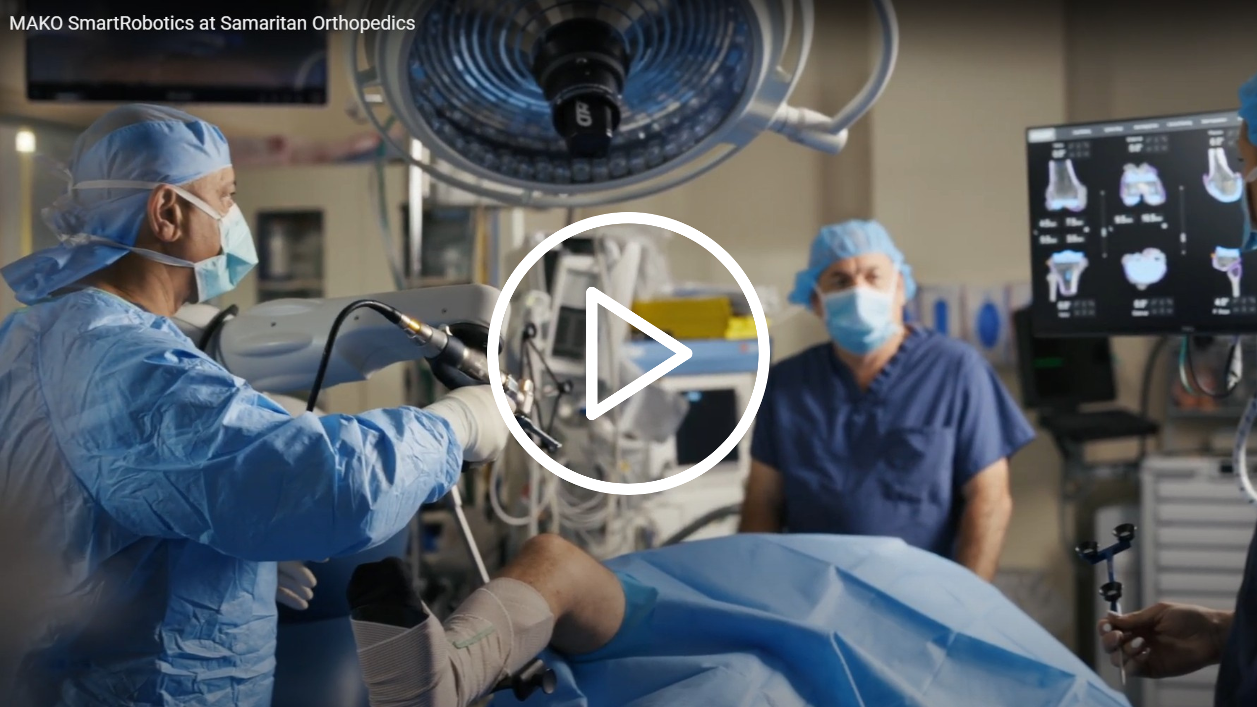 Thumbnail of a Youtube video demonstrating MAKO SmartRobotics at Samaritan Orthopedics