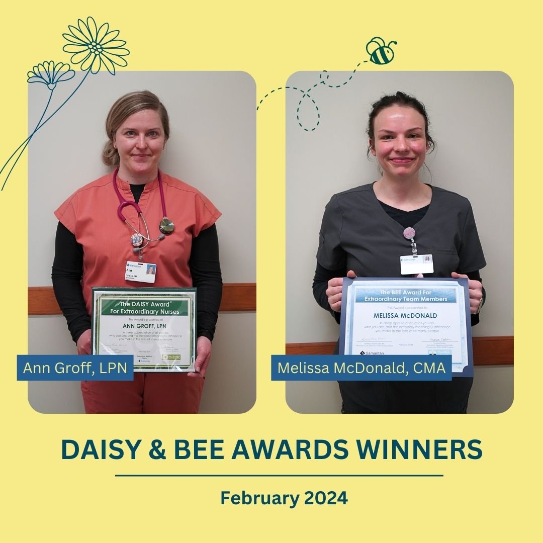 February 2024 Daisy and BEE recipients: Ann Groff and Melissa McDonald.