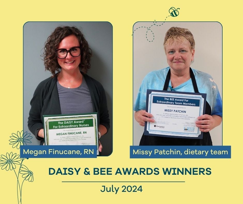 Poster of Daisy and Bee awards winners for July 2024, at Samaritan Medical Center