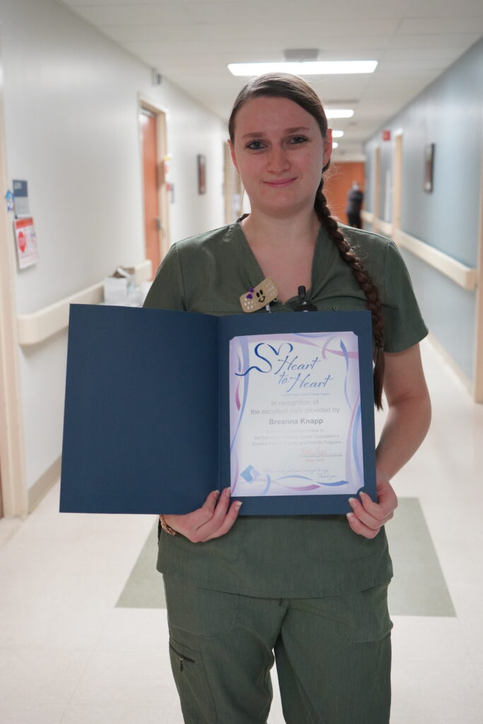 Breanna Knapp, RN, received a Heart to Heart Grateful Patient recognition