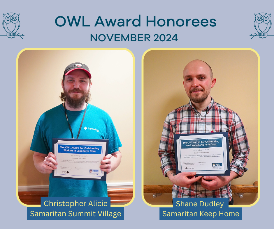 Graphic depicting OWL Award winners for November, 2024, Christopher Alicie and Shane Dudley.