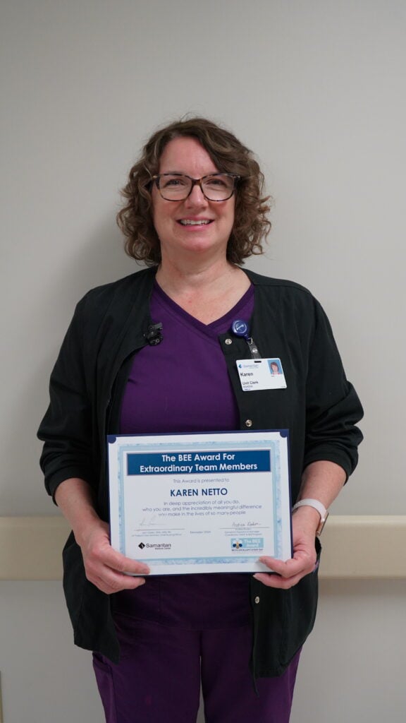 Photo of December 2024 BEE Award Winner, Karen Netto, Unit Clerk