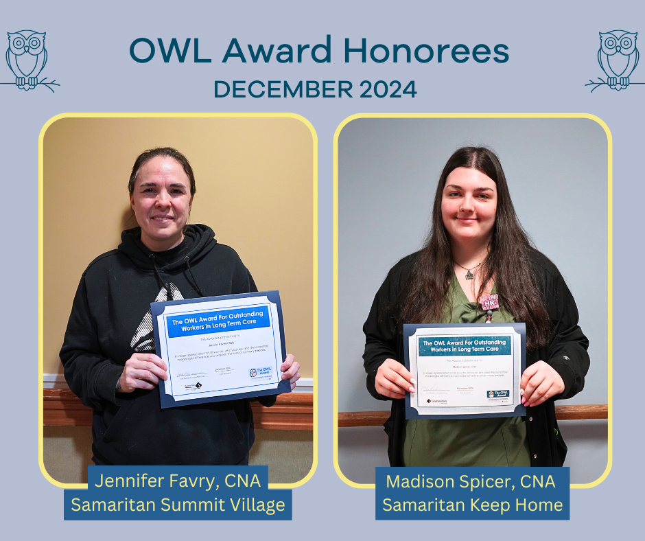 Graphic of December 2024 OWL Award Winners Jennifer Favry and Madison Spicer