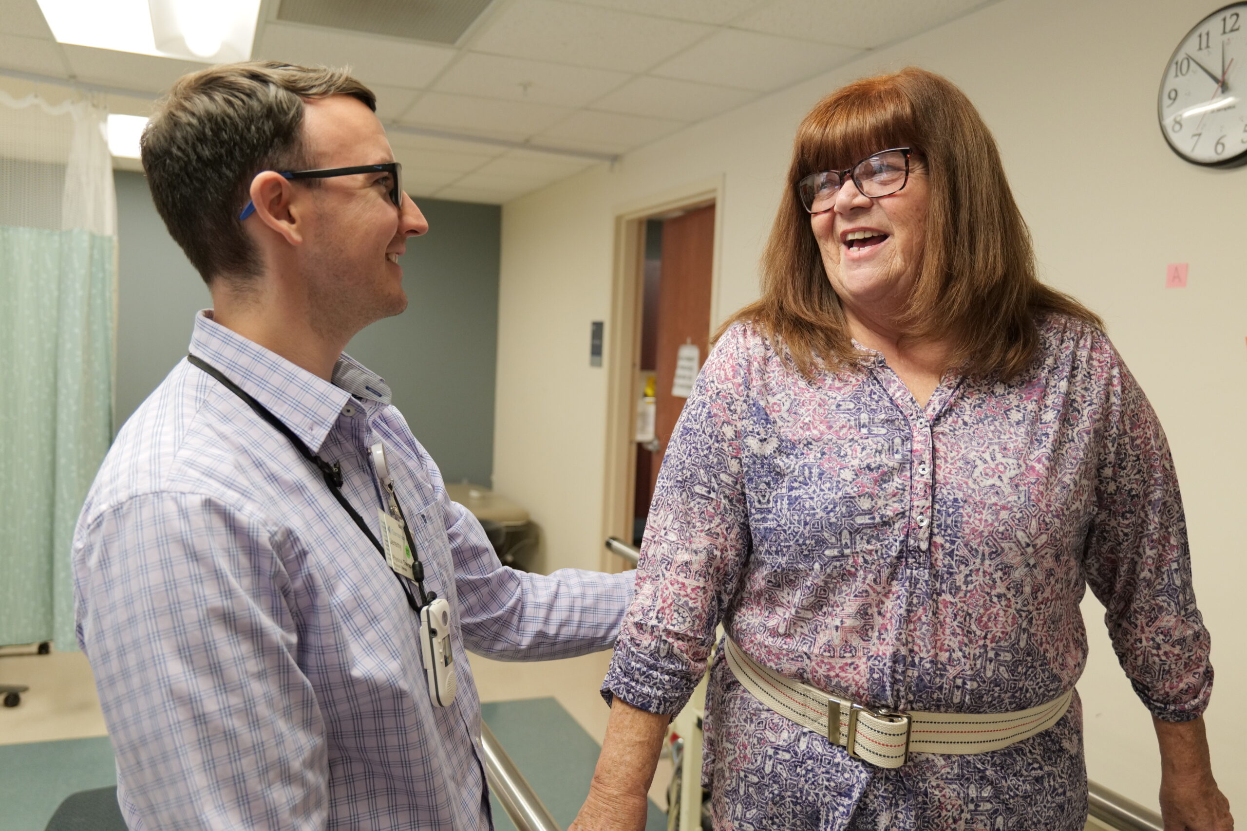 Deborah Jones smiles while in physical therapy