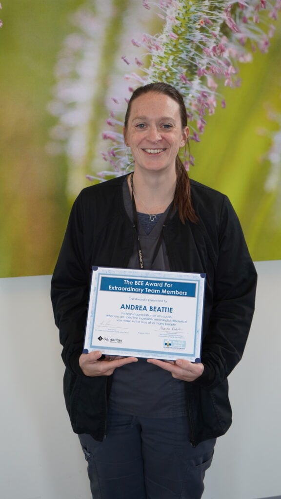 Photo of Andrea Beattie, MRI Technologist, winner of the August 2025 BEE Award