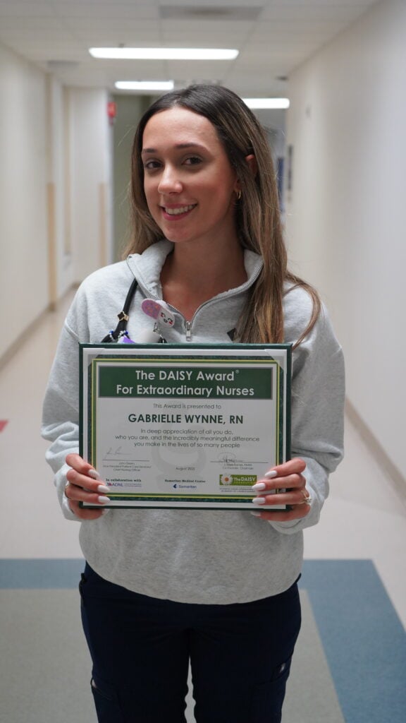Photo of Gabrielle Wynne, RN, winner of the August 2025 DAISY Award