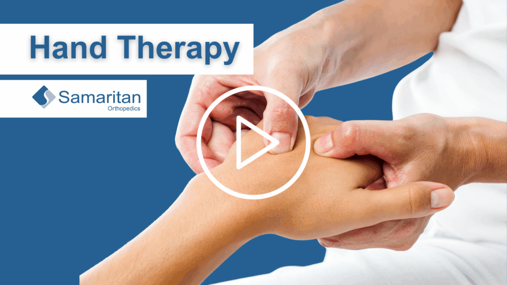 Thumbnail of a Youtube video demonstrating Hand Therapy at Samaritan Orthopedics