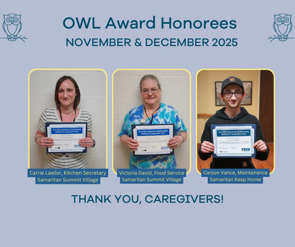 Graphic of the November and December OWL Award Winners