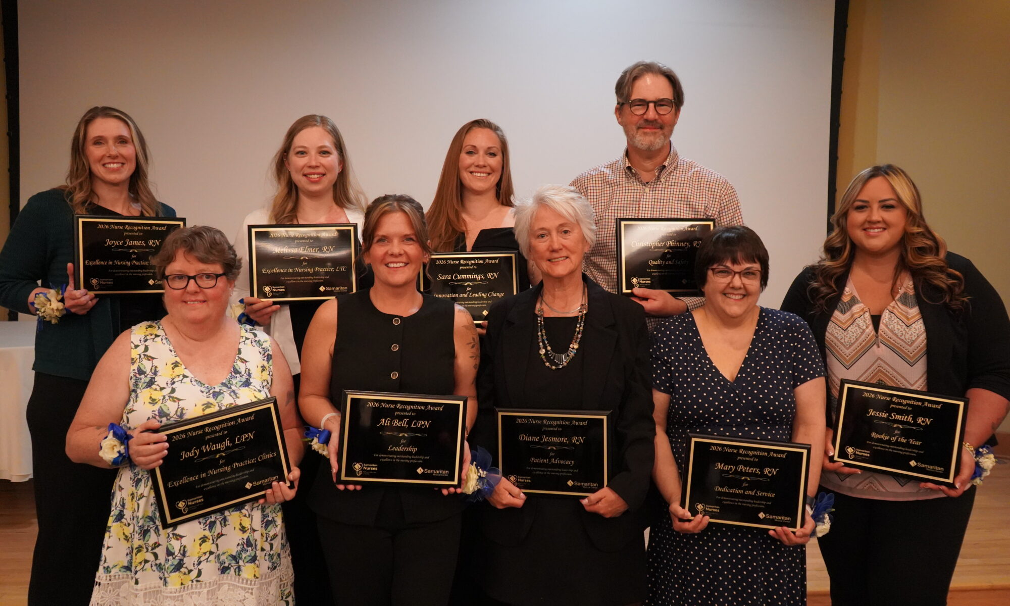 Group photo of Samaritan's 2026 Nurse Recognition Award winners.