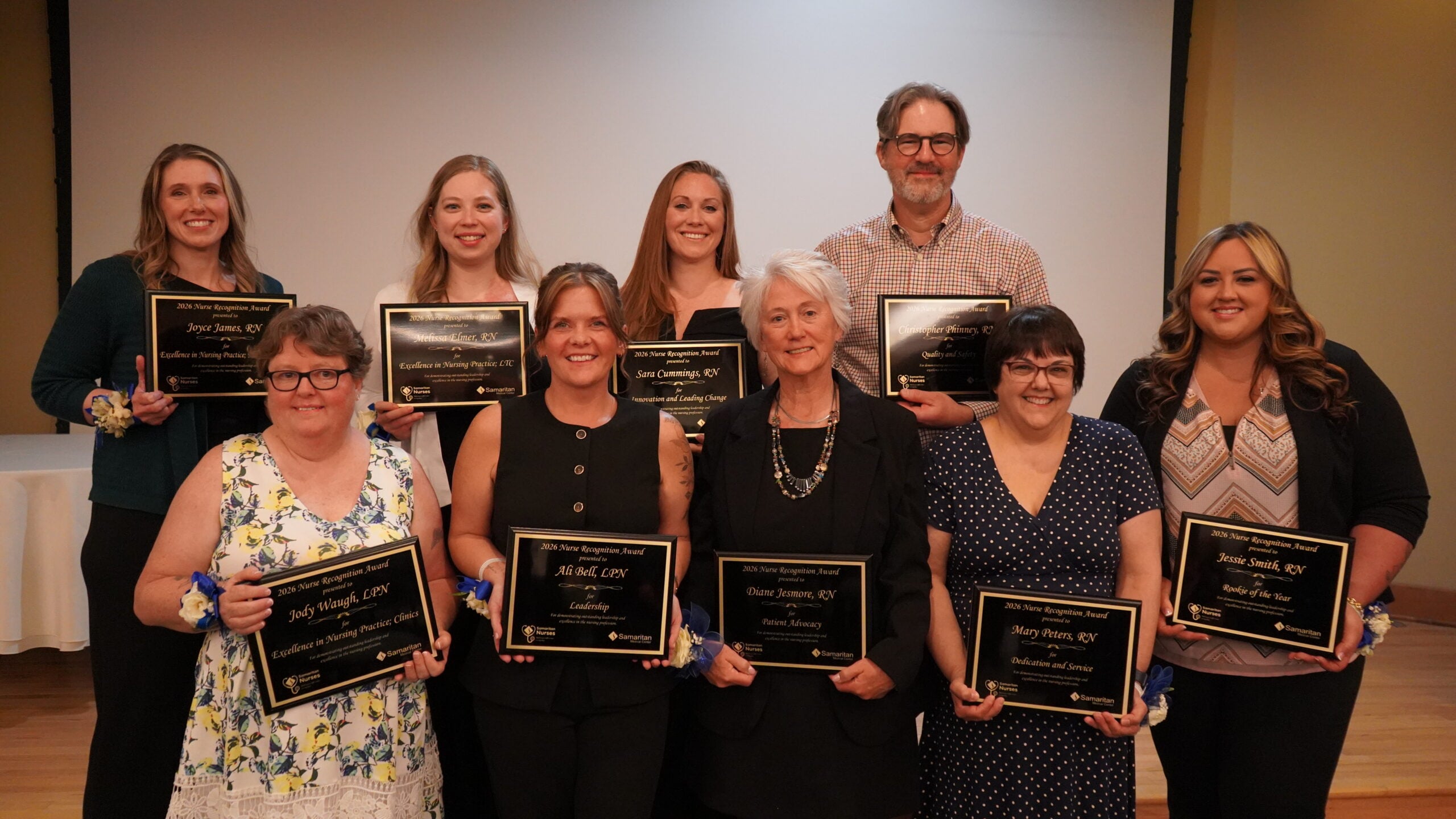 Group photo of Samaritan's 2026 Nurse Recognition Award winners.