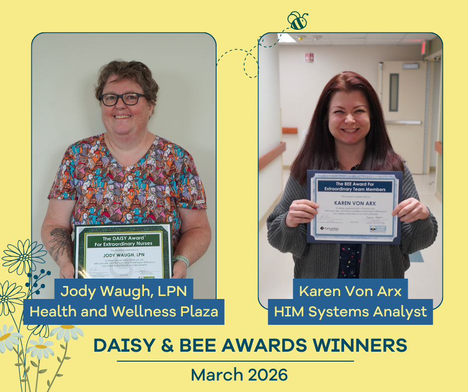 Graphic of DAISY and BEE Winners Jody Waugh and Karen Von Arx