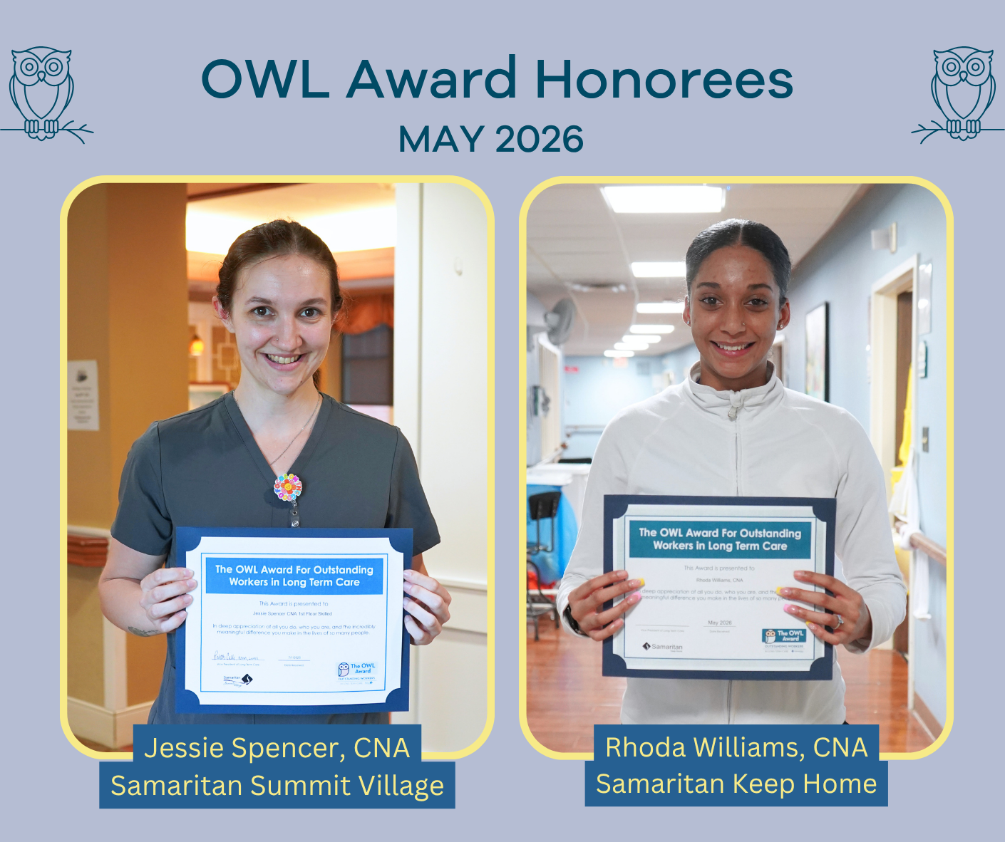 graphic showing May 2026 OWL Award recipients