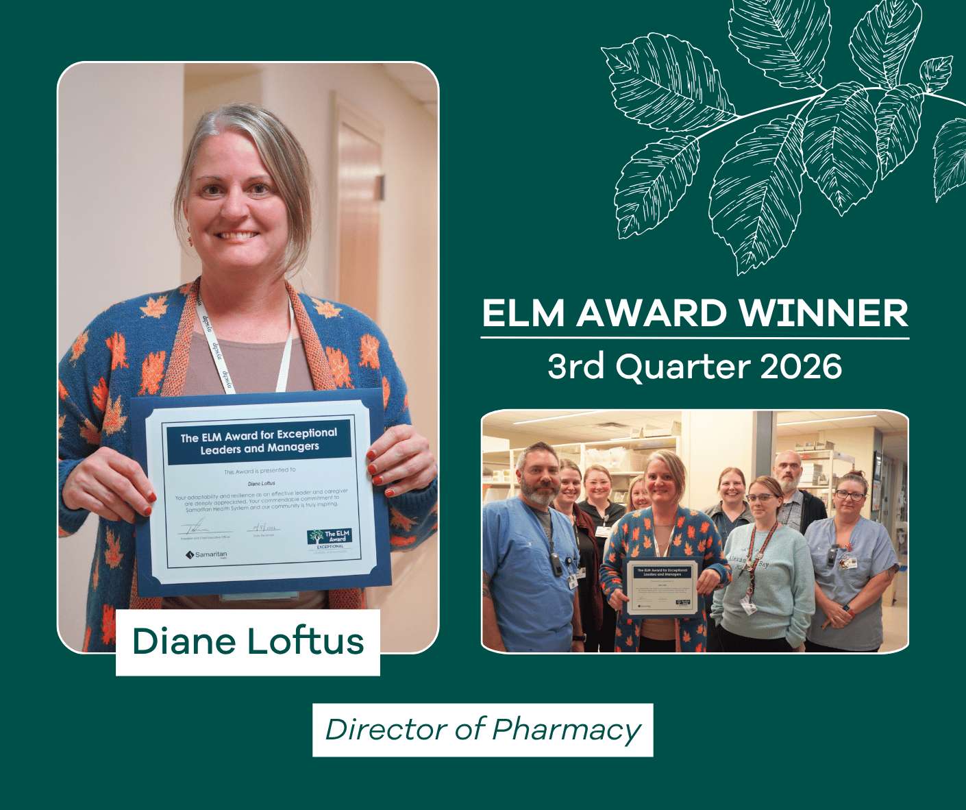 graphic showing ELM Award winner Diane Loftus